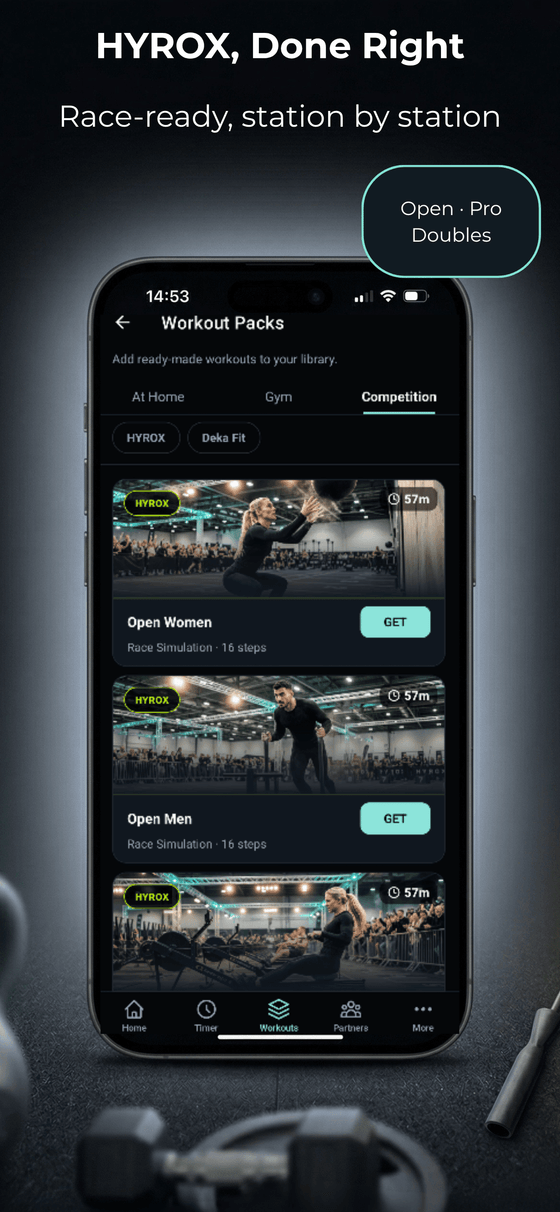 HYROX-style workout pack list